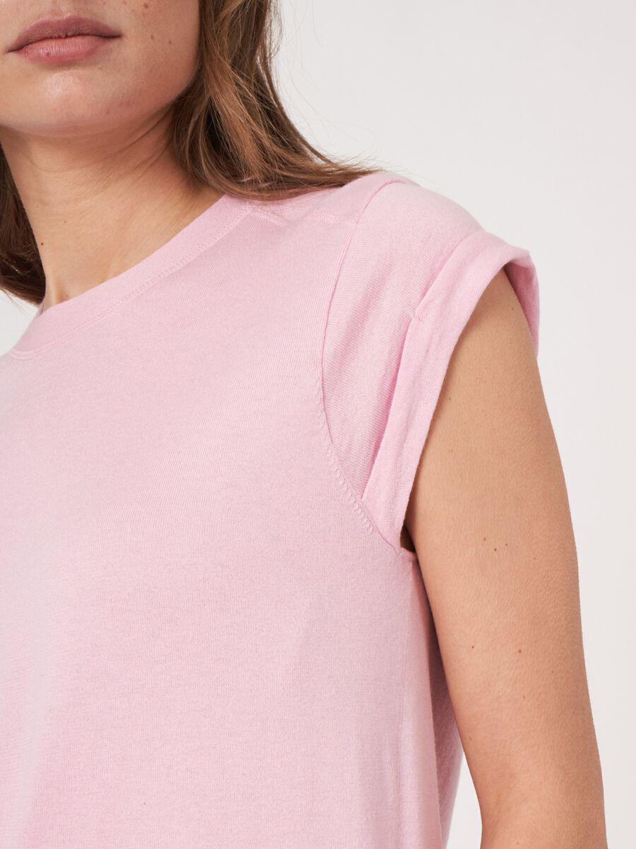 Repeat Cashmere Gebreide Top Met Kapmouwtjes Van Katoen-cashmeremix