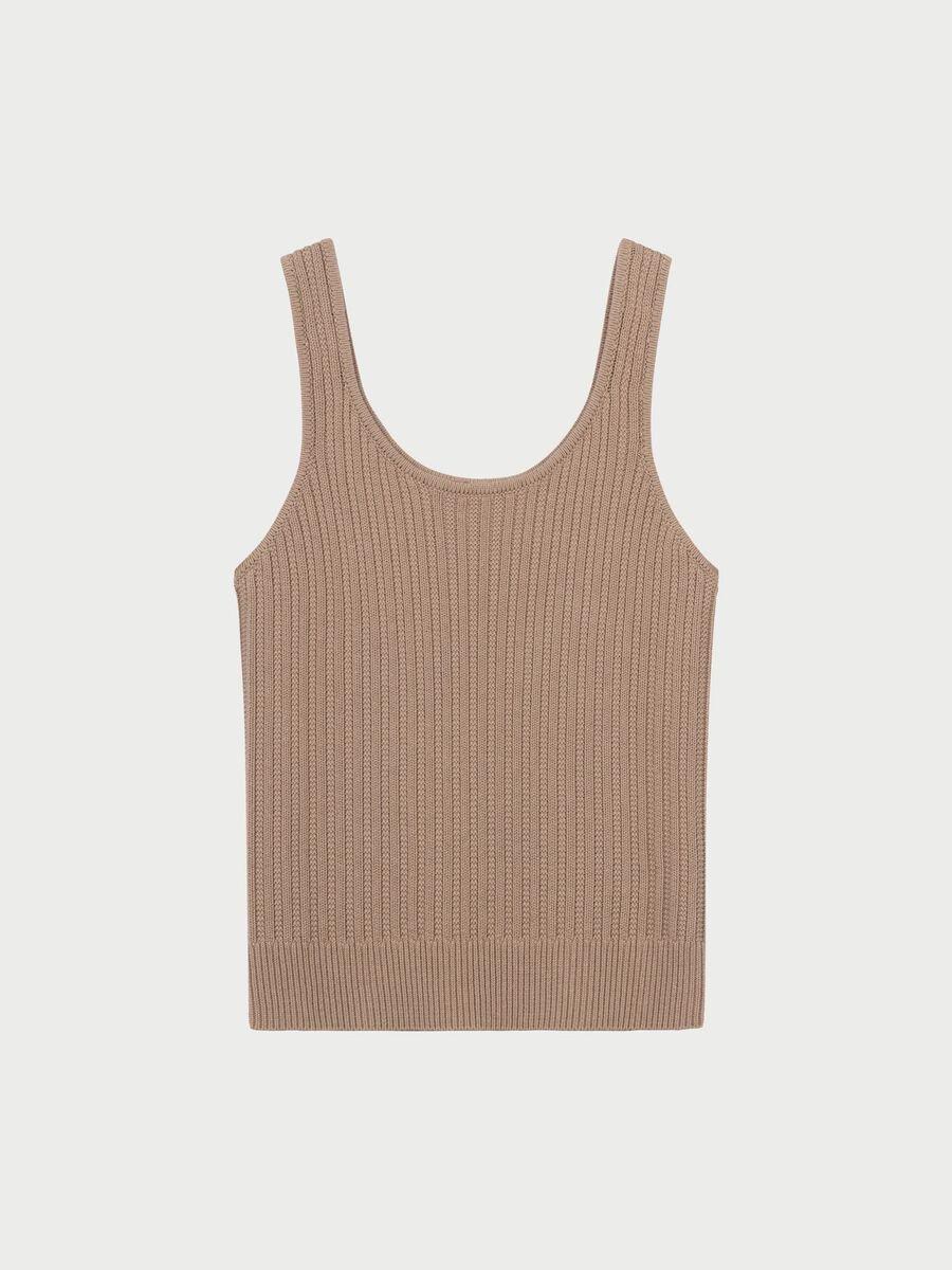 repeat cashmere Gebreide top met textuur van zuiver katoen