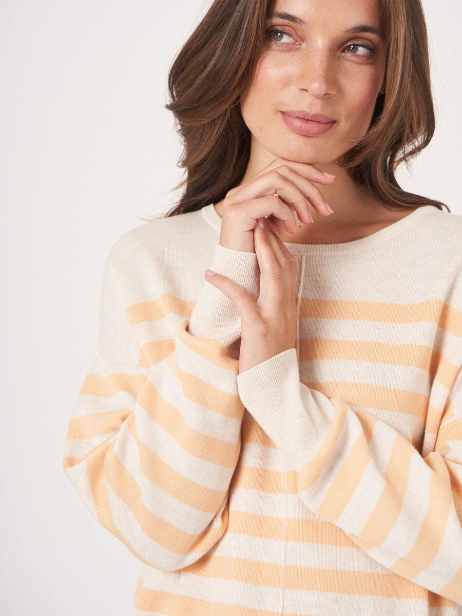 Repeat Cashmere Gebreide Trui Van Katoenmix Met Strepen