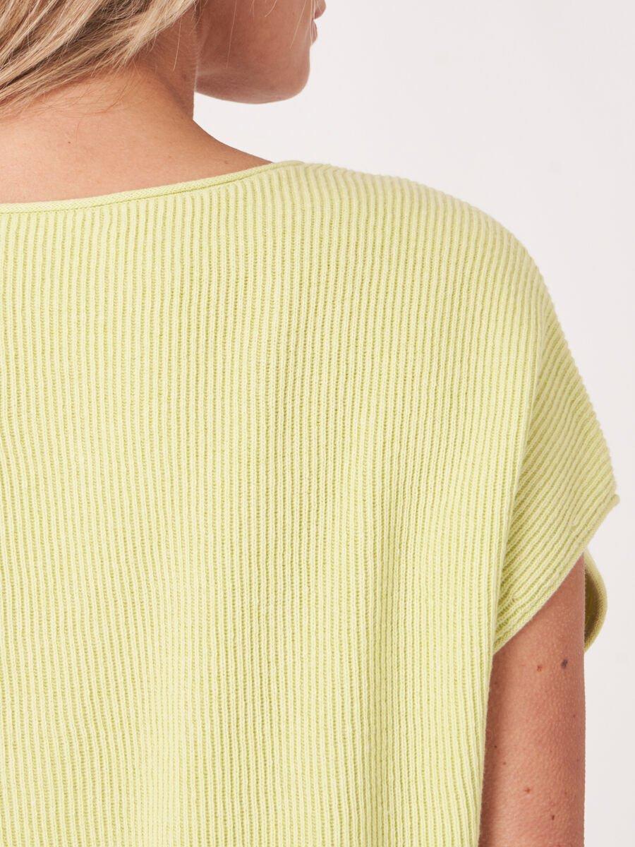 Repeat Cashmere Gebreide V-hals Top Met Fijne Ribtextuur Van Cashmere-katoenmix