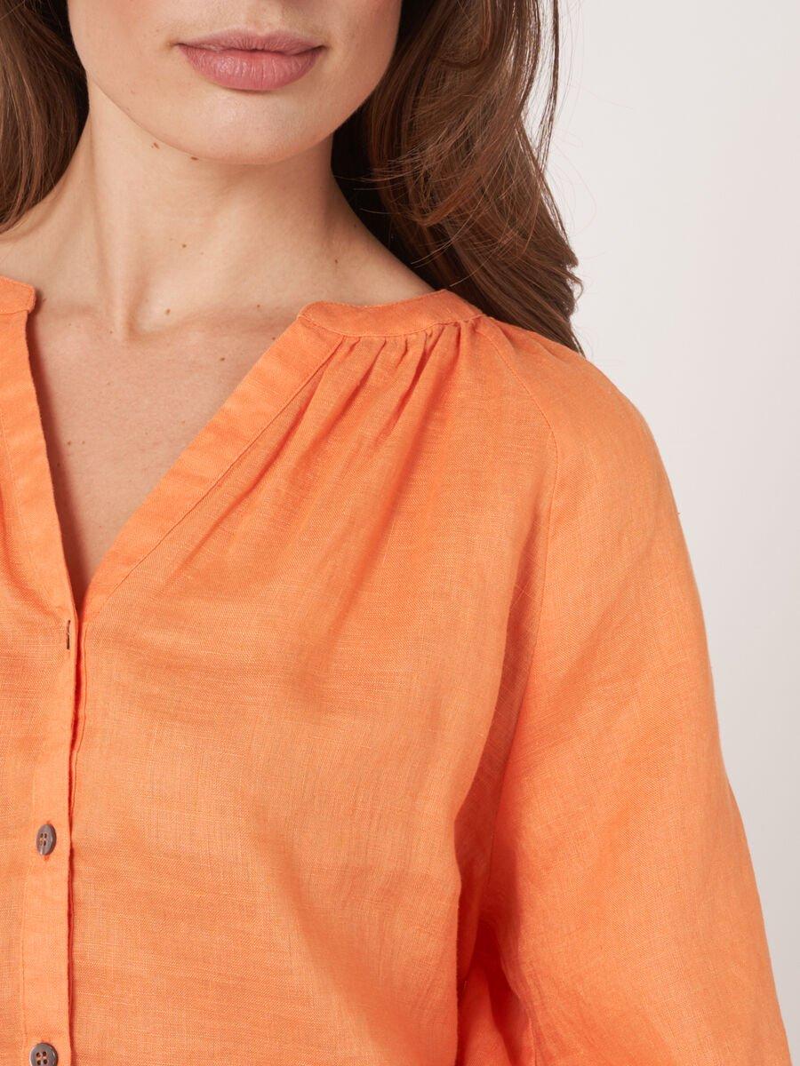 Repeat Cashmere Geknoopte Linnen Blouse Met Pofmouw