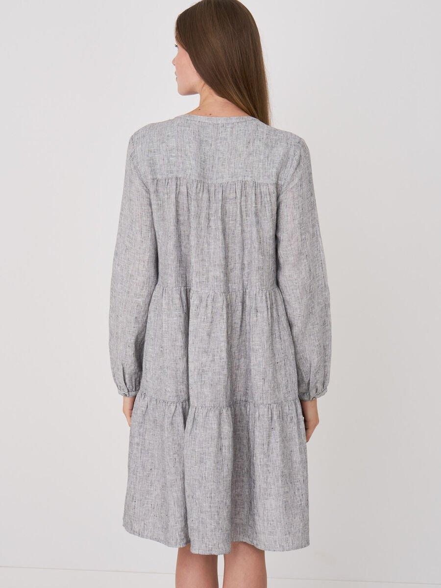 Repeat Cashmere Gelaagde Linnen Jurk Met Ruitjespatroon