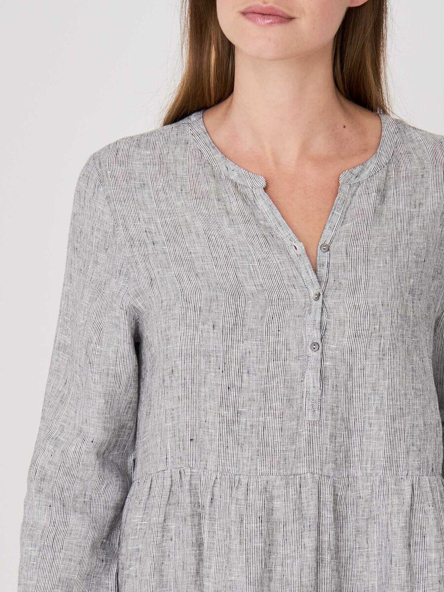 Repeat Cashmere Gelaagde Linnen Jurk Met Ruitjespatroon