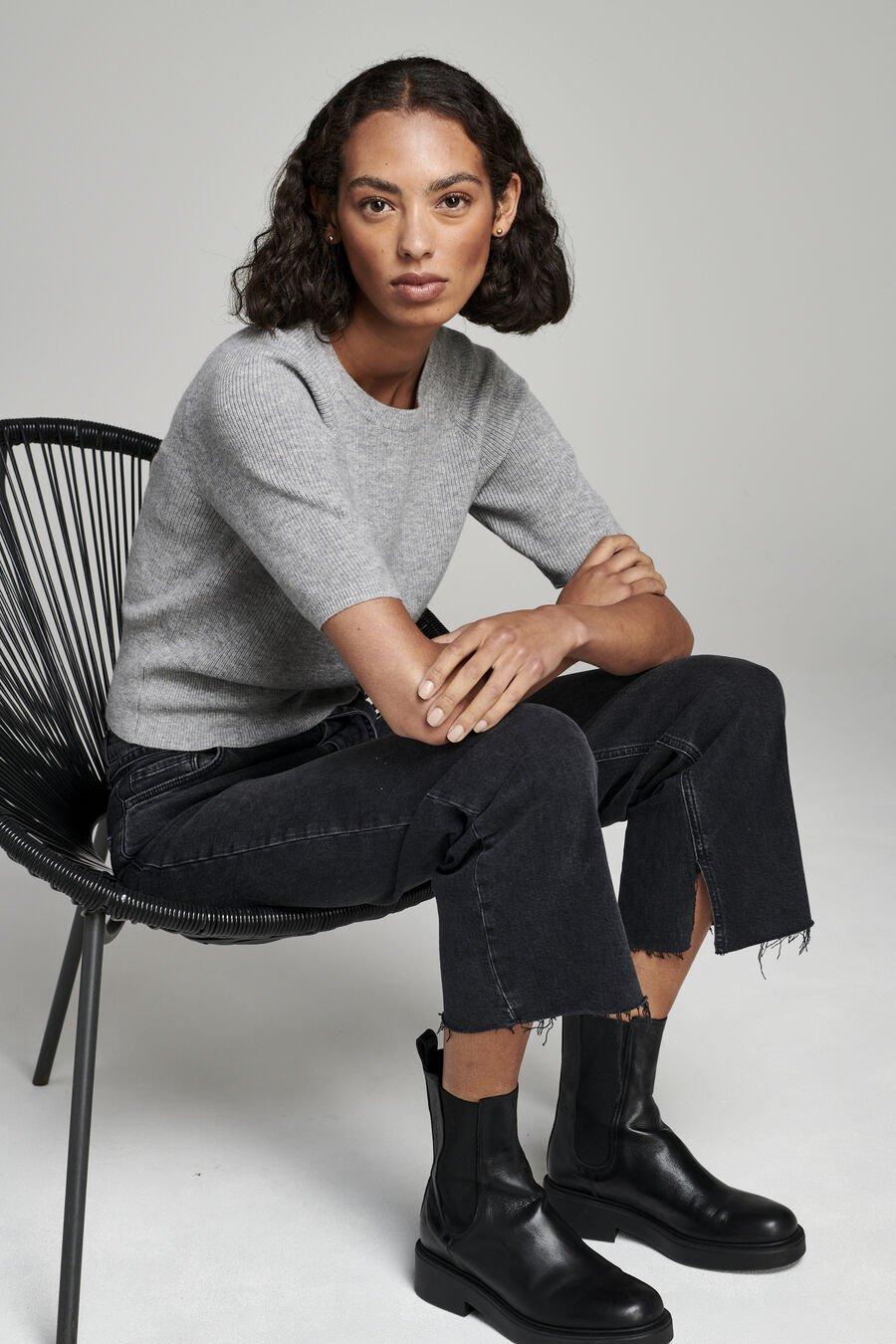 Repeat Cashmere Geribd Sweater Met Korte Mouwen Van Cashmere