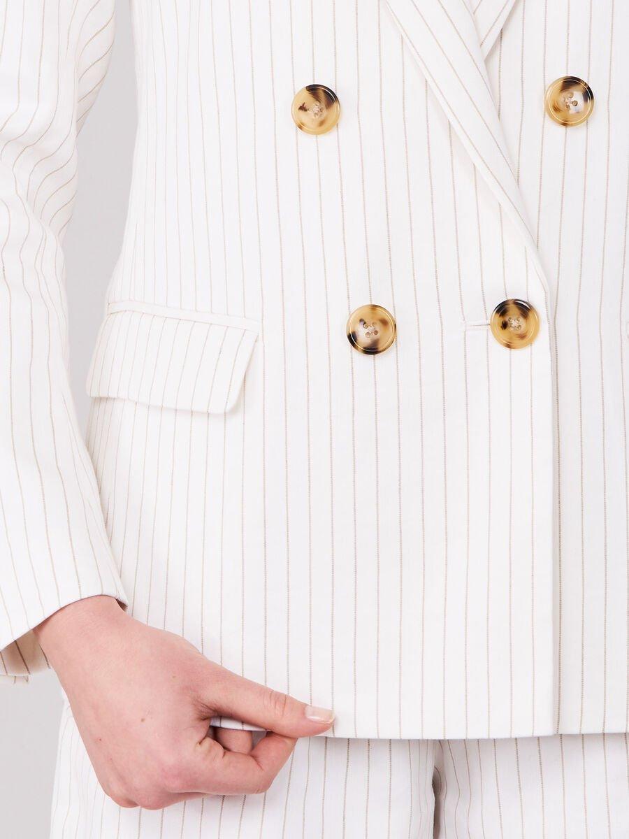 Repeat Cashmere Gestreepte Blazer Van Hoogwaardige Italiaanse Linnen-mix