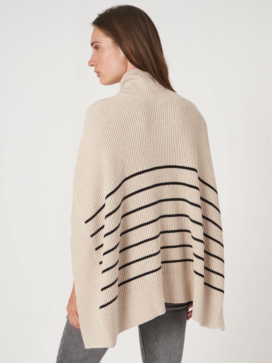 Repeat Cashmere Gestreepte Katoenen Poncho Met Tunnelkoord