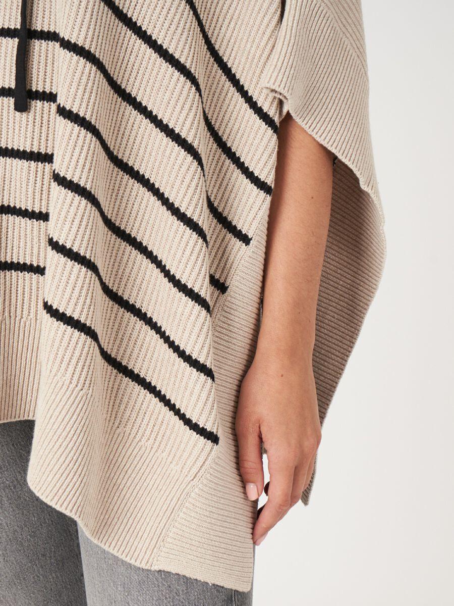 Repeat Cashmere Gestreepte Katoenen Poncho Met Tunnelkoord
