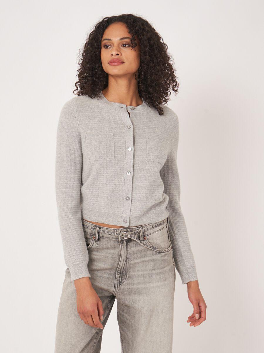 Repeat Cashmere Getextureerd Cashmere Vest Met Borstzakken En Lurex