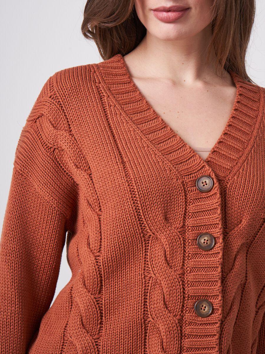 Repeat Cashmere Grof Gebreid Kabelvest Van Zuiver Katoen