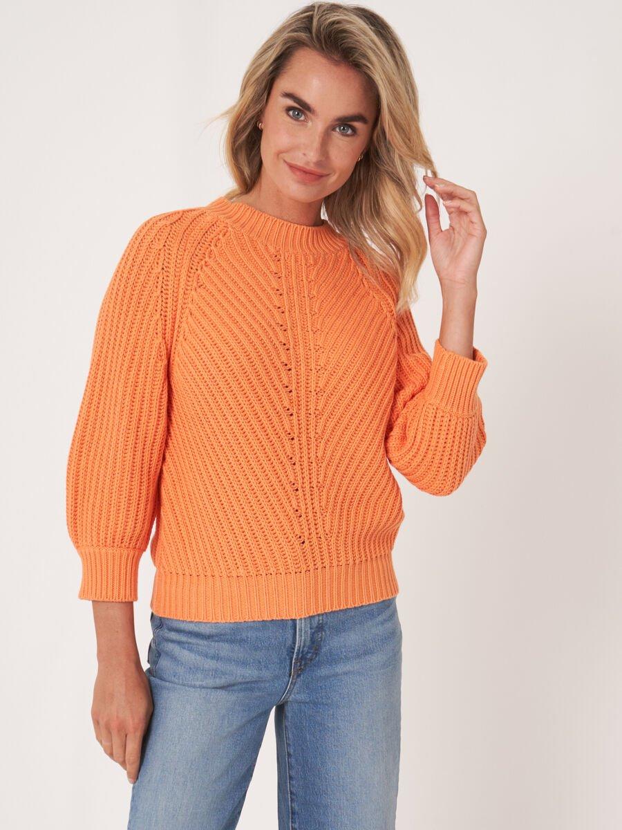 Repeat Cashmere Grof Gebreide Trui Met Korte Pofmouwen