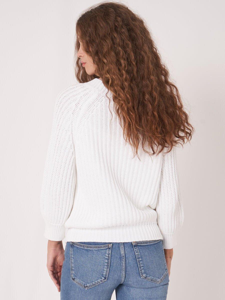 Repeat Cashmere Grof Gebreide Trui Met Korte Pofmouwen