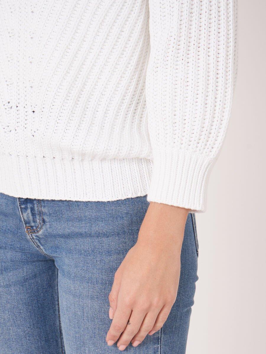 Repeat Cashmere Grof Gebreide Trui Met Korte Pofmouwen