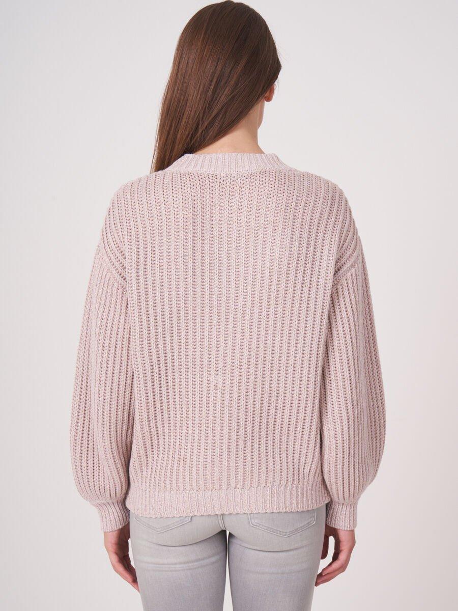 Repeat Cashmere Grofgebreide Ribtrui Van Glinsterend Italiaans Garen