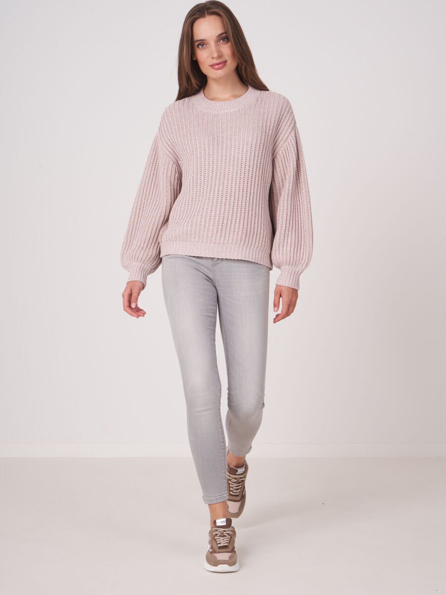 Repeat Cashmere Grofgebreide Ribtrui Van Glinsterend Italiaans Garen