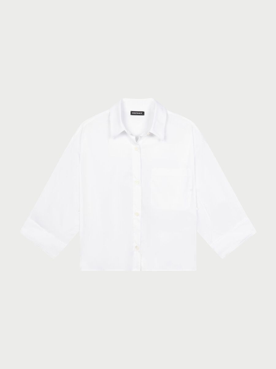 repeat cashmere Hemd van zacht popeline met omgeslagen manchet