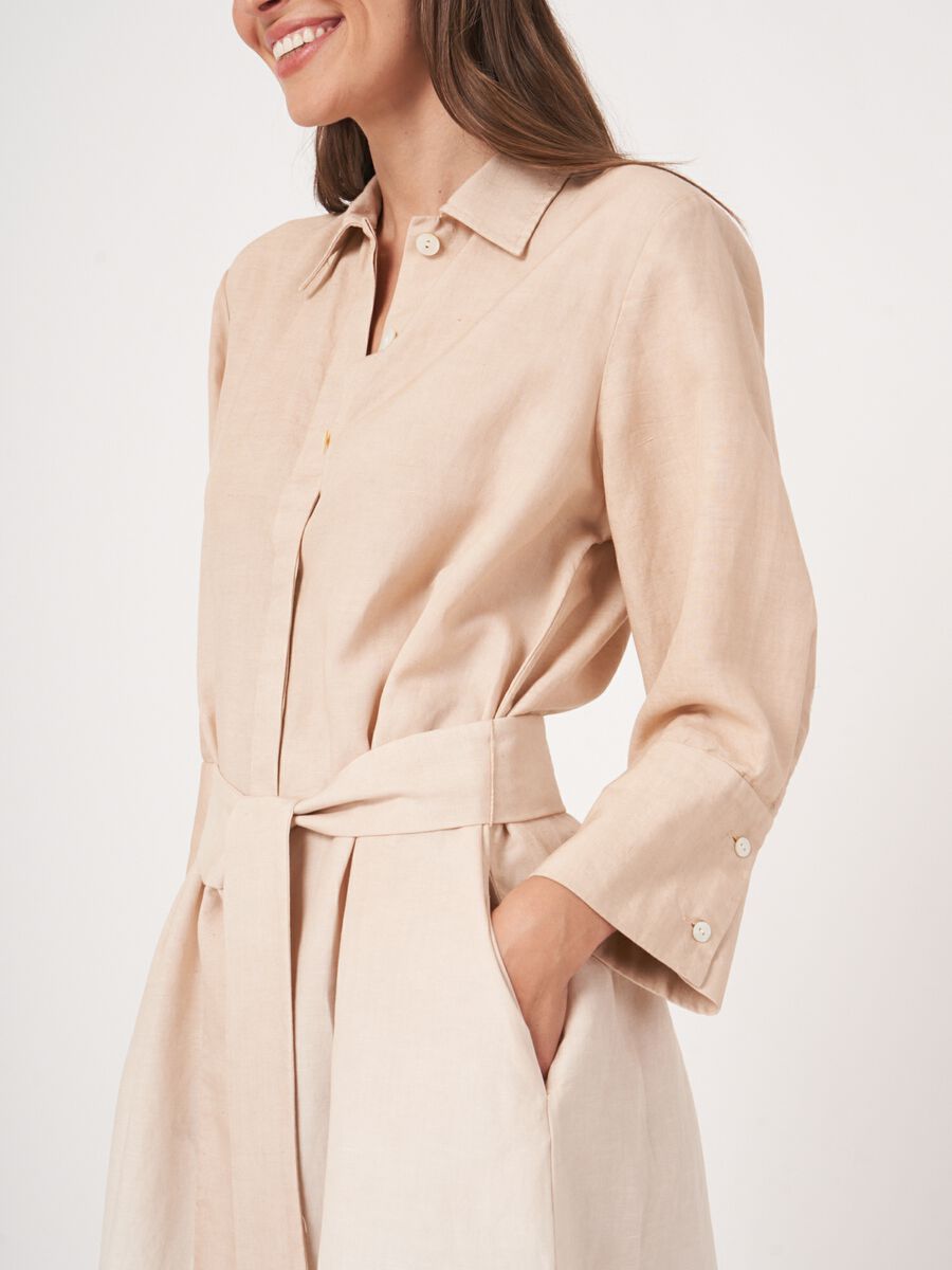 Repeat Cashmere Hemdjurk Met Dipdye Print Van Linnen-mix