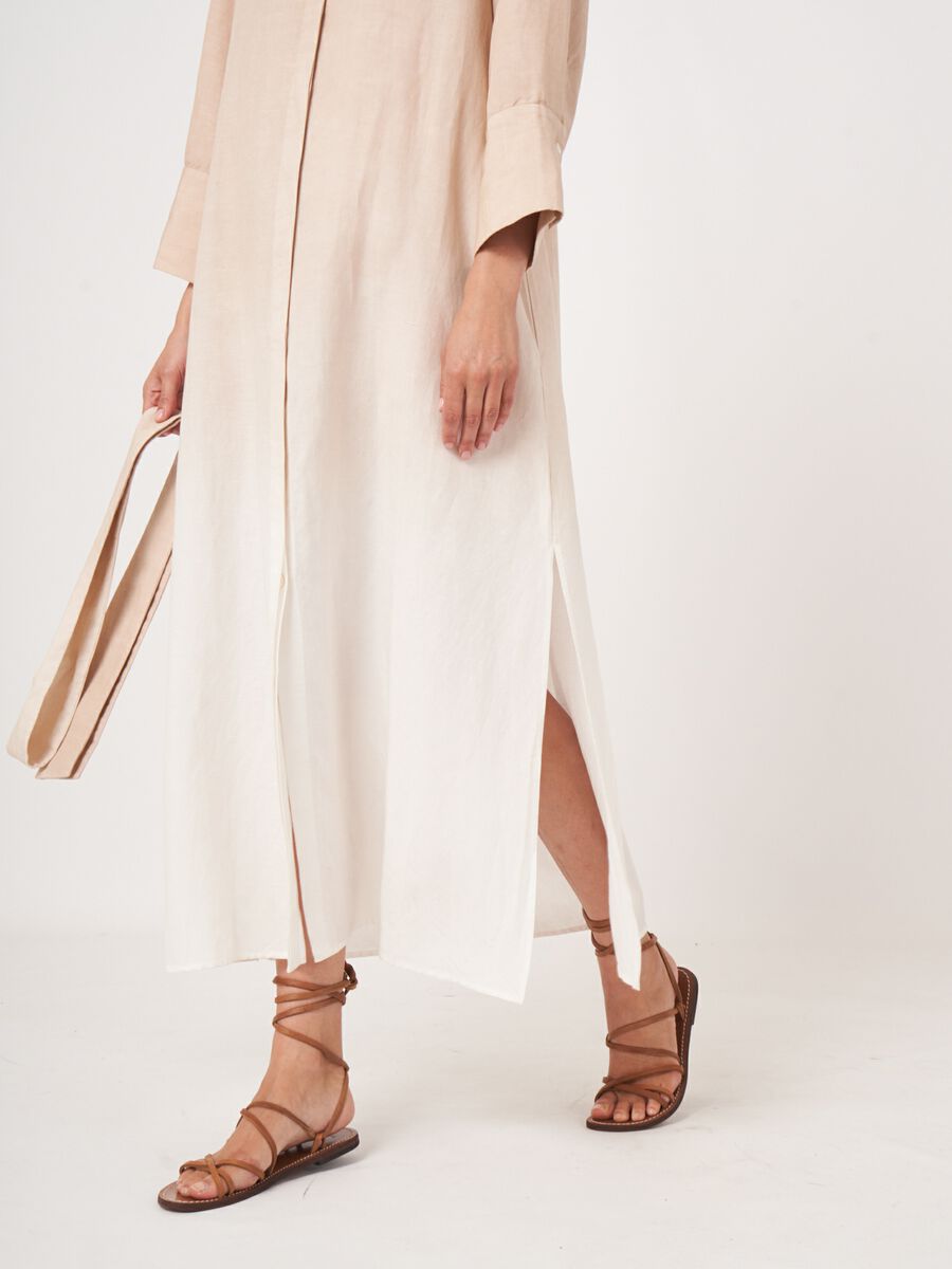 Repeat Cashmere Hemdjurk Met Dipdye Print Van Linnen-mix