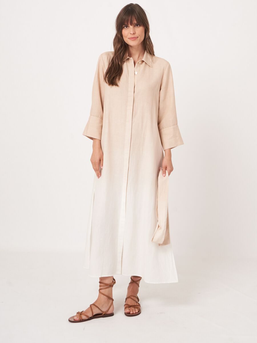 Repeat Cashmere Hemdjurk Met Dipdye Print Van Linnen-mix