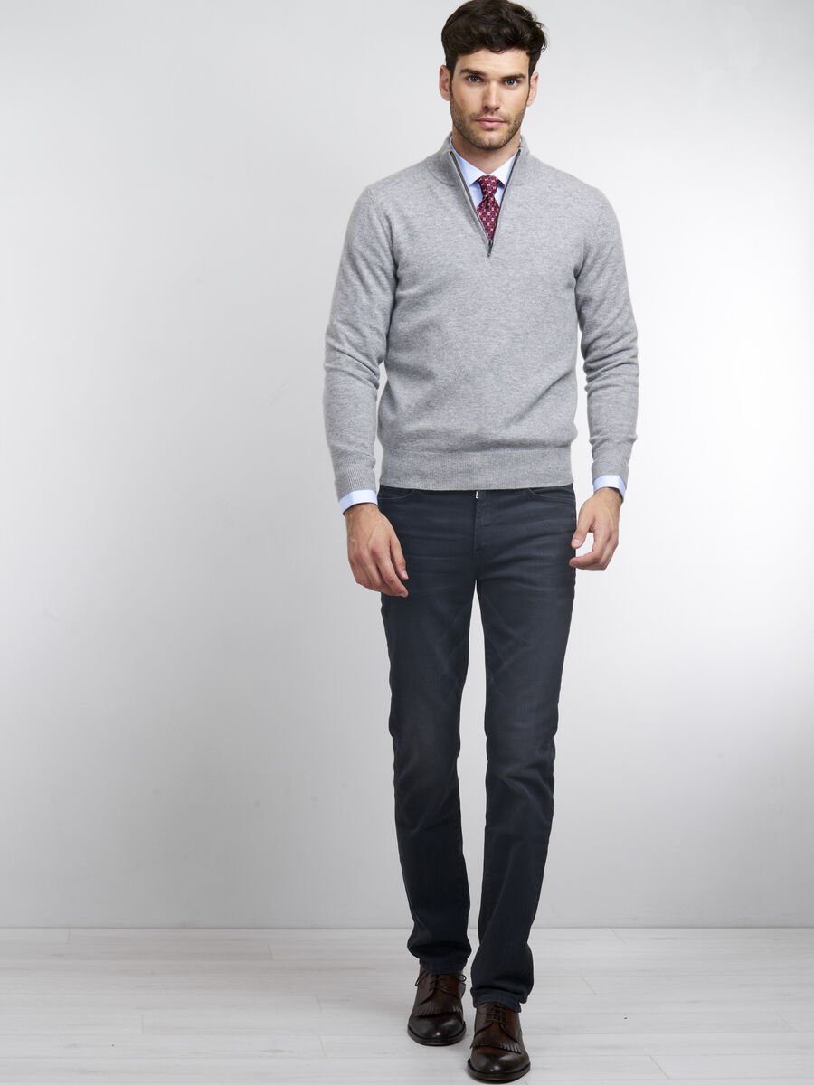 Repeat Cashmere Heren-trui Met Opstaande Kraag En Rits