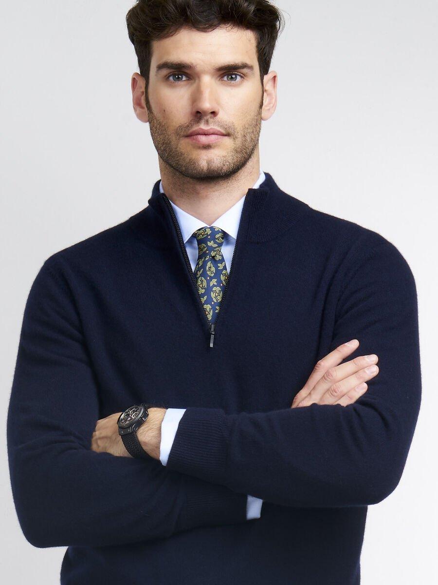 Repeat Cashmere Heren-trui Met Opstaande Kraag En Rits