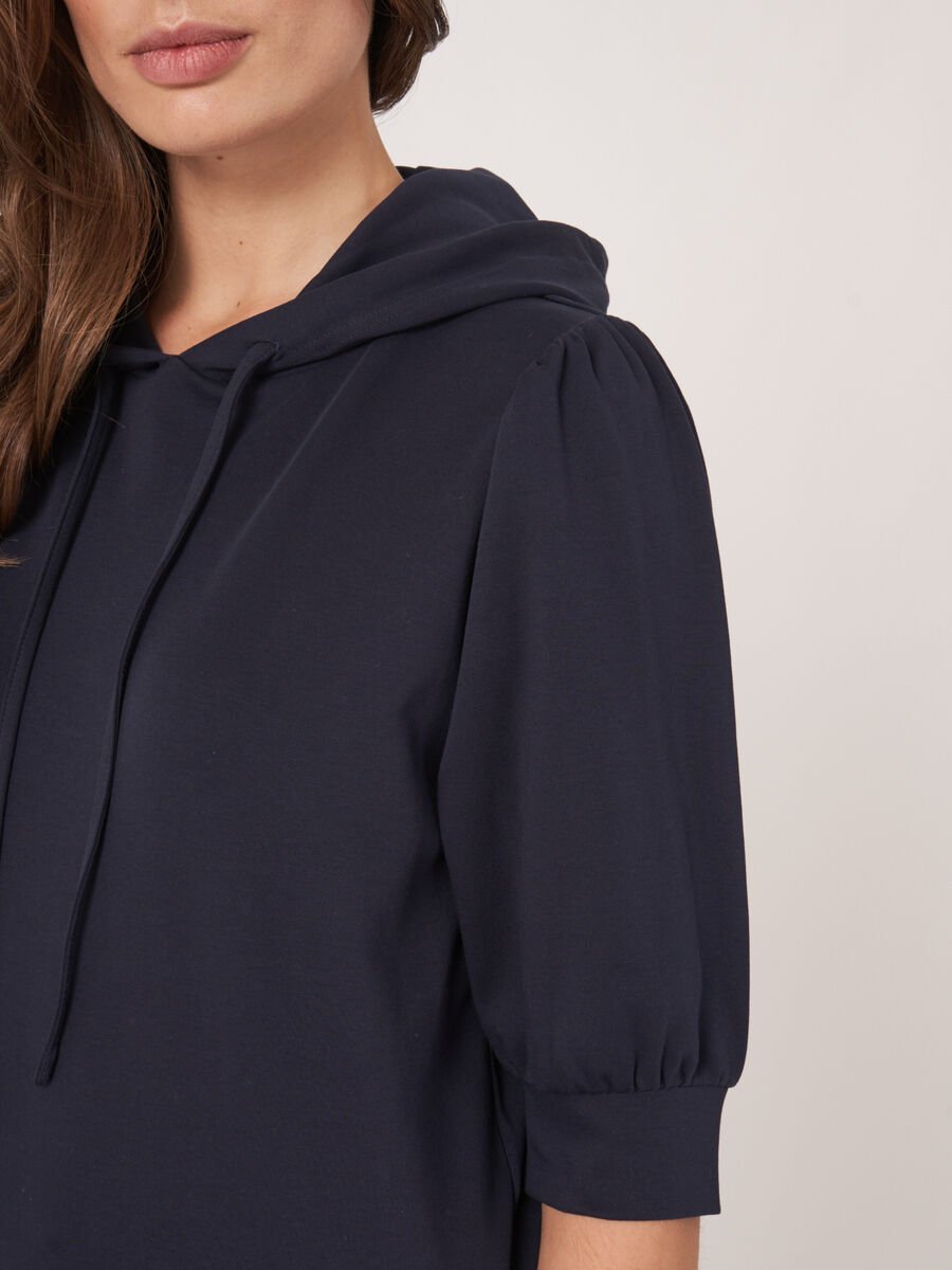 Repeat Cashmere Hoodie Van Katoenmix Met Korte Mouwen