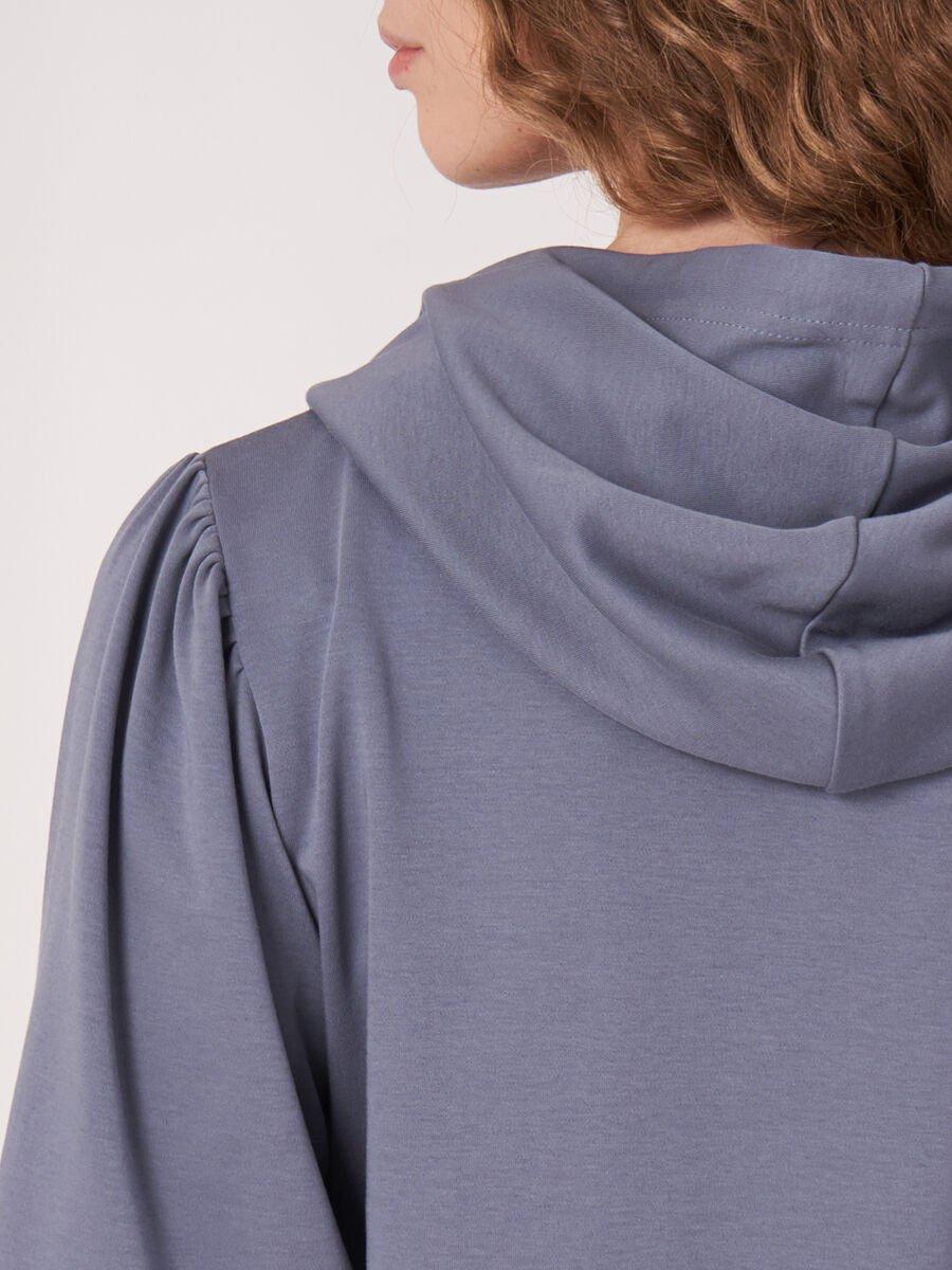 Repeat Cashmere Hoodie Van Katoenmix Met Korte Mouwen