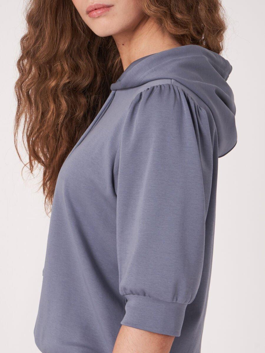 Repeat Cashmere Hoodie Van Katoenmix Met Korte Mouwen