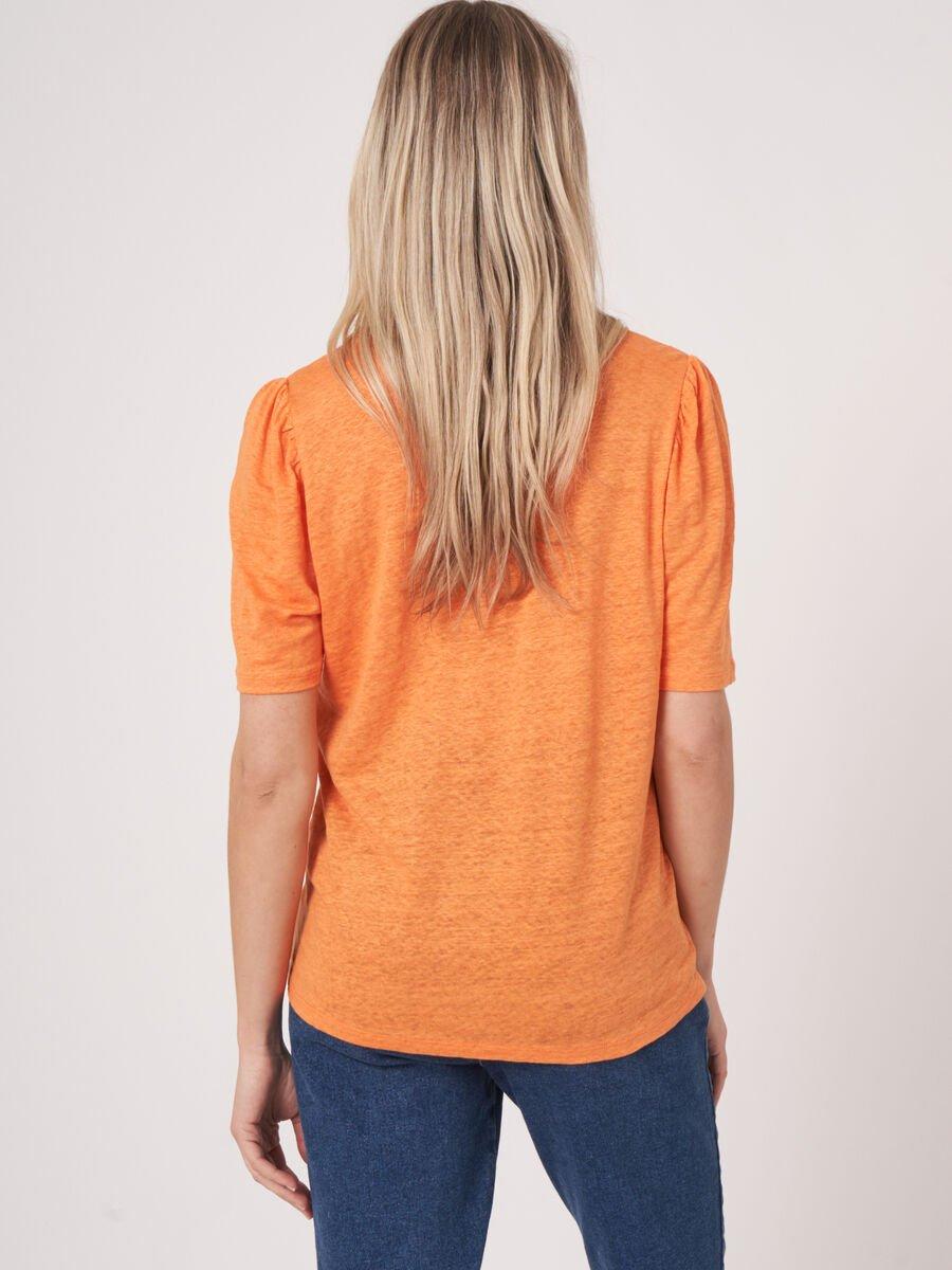 Repeat Cashmere Jersey Linnen T-shirt Met Ronde Hals Met Split