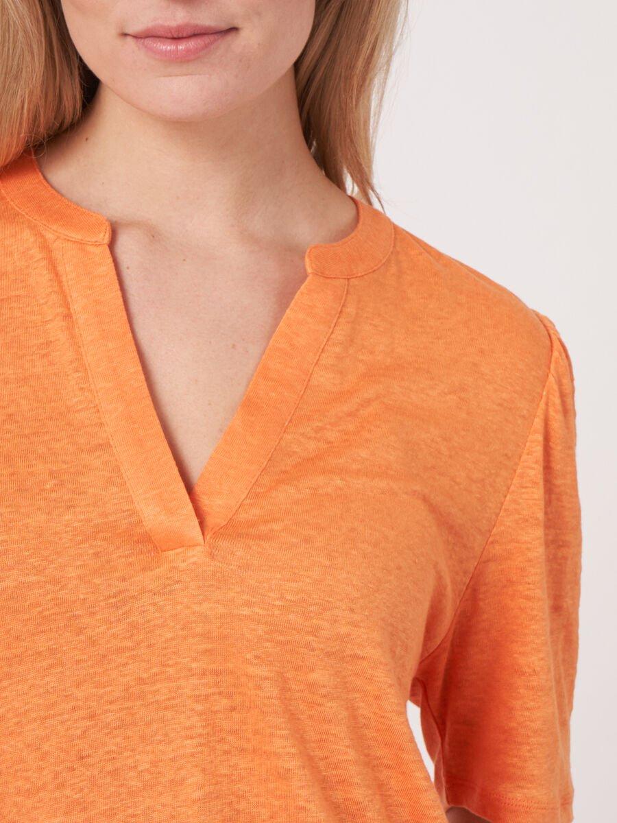 Repeat Cashmere Jersey Linnen T-shirt Met Ronde Hals Met Split