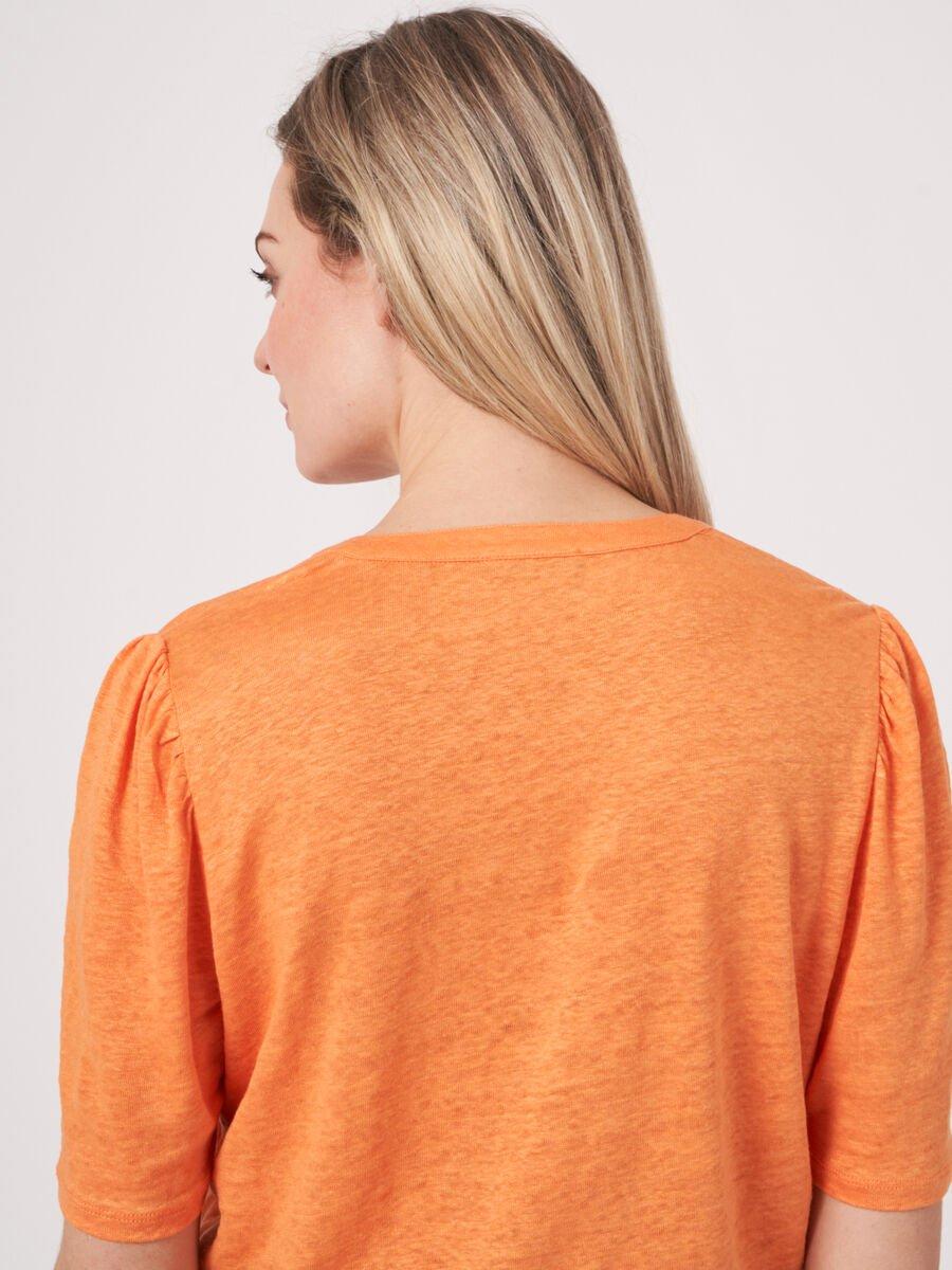 Repeat Cashmere Jersey Linnen T-shirt Met Ronde Hals Met Split