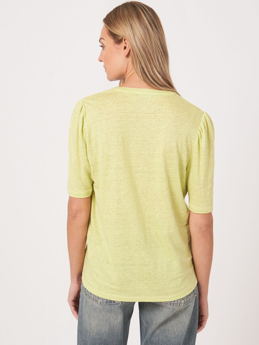 Repeat Cashmere Jersey Linnen T-shirt Met Ronde Hals Met Split