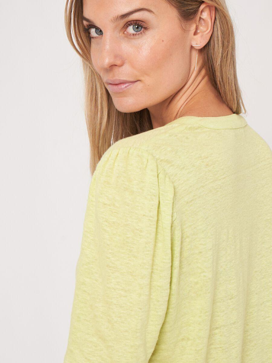 Repeat Cashmere Jersey Linnen T-shirt Met Ronde Hals Met Split