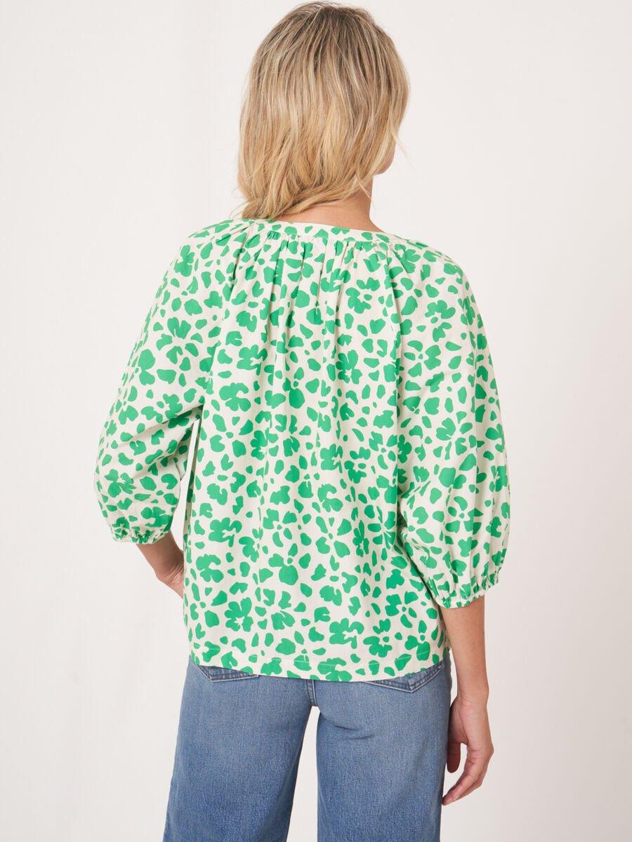 Repeat Cashmere Katoenen Blouse Met Pofmouwtjes En Bloemenprint