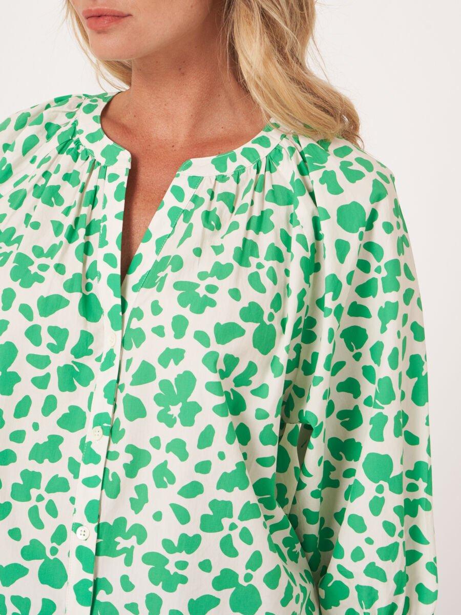 Repeat Cashmere Katoenen Blouse Met Pofmouwtjes En Bloemenprint