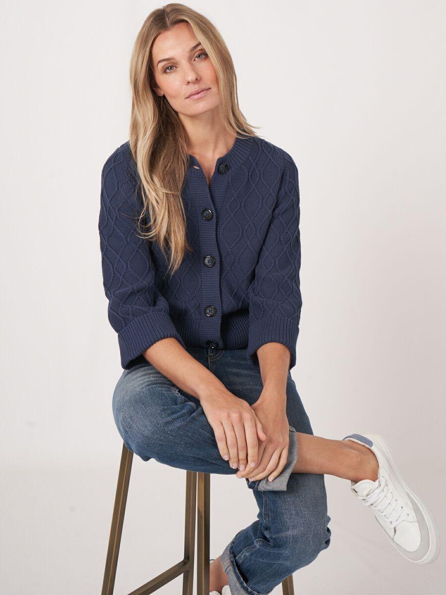 repeat cashmere Katoenen gebreid vest met brede mouwen