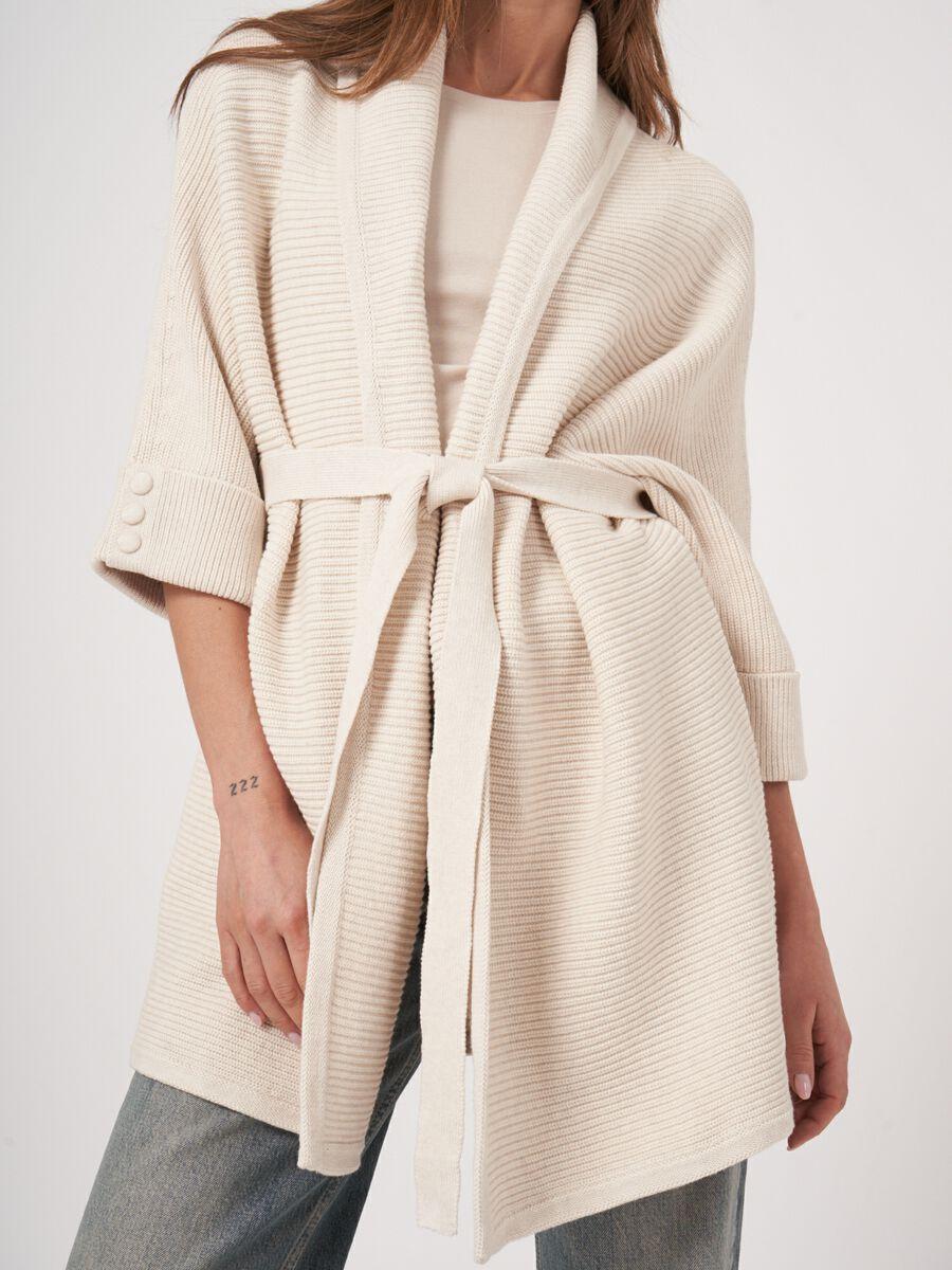 Repeat Cashmere Katoenen Gebreid Vest Met Sjaalkraag En Ceintuur