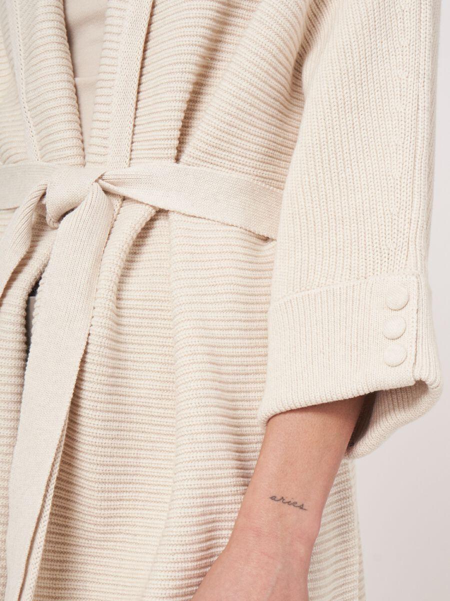 Repeat Cashmere Katoenen Gebreid Vest Met Sjaalkraag En Ceintuur