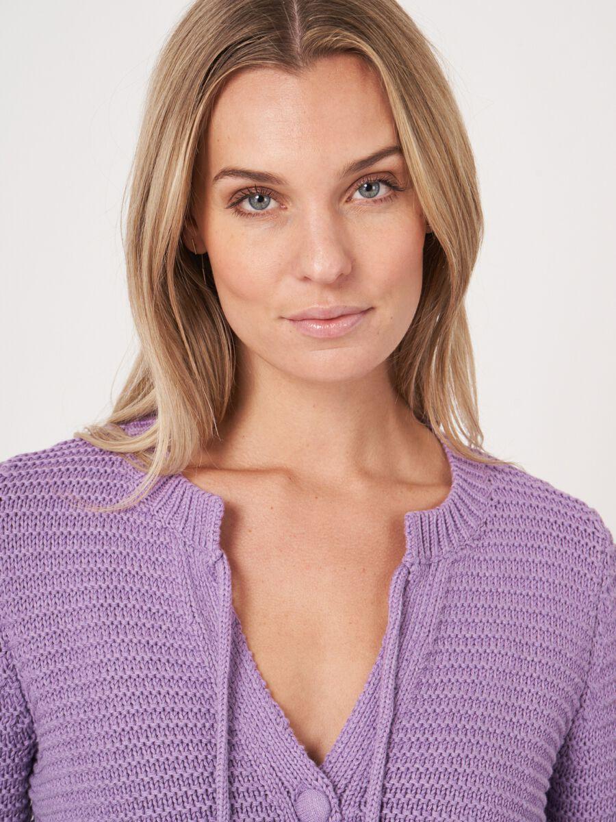 Repeat Cashmere Katoenen Gebreid Vest Met Strikkoord