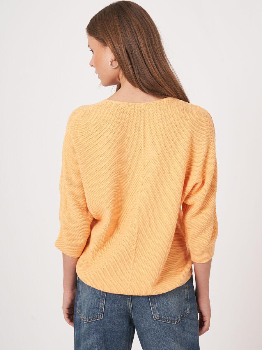 Repeat Cashmere Katoenen Gebreide V-hals Trui Met Structuur