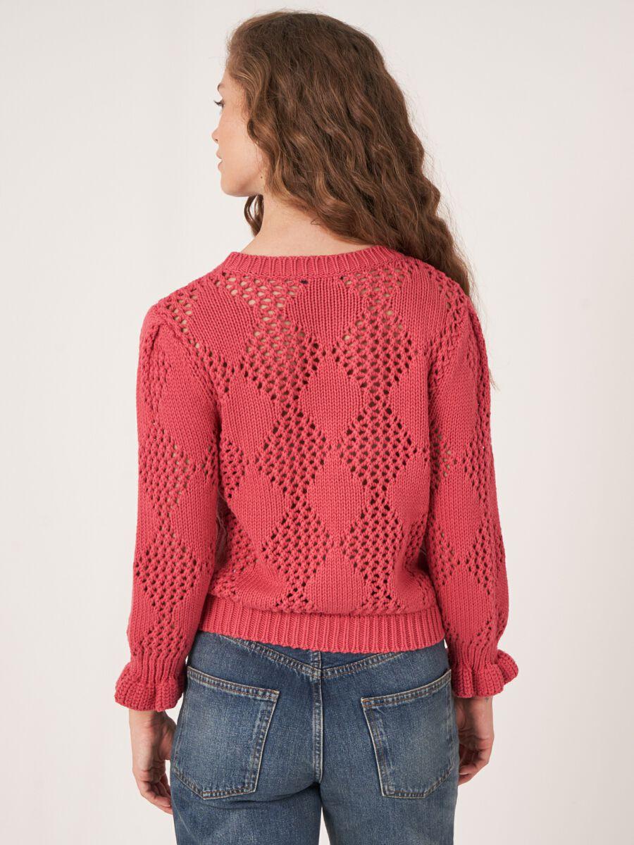 Repeat Cashmere Katoenen Gehaakte Trui Met Ruitjespatroon