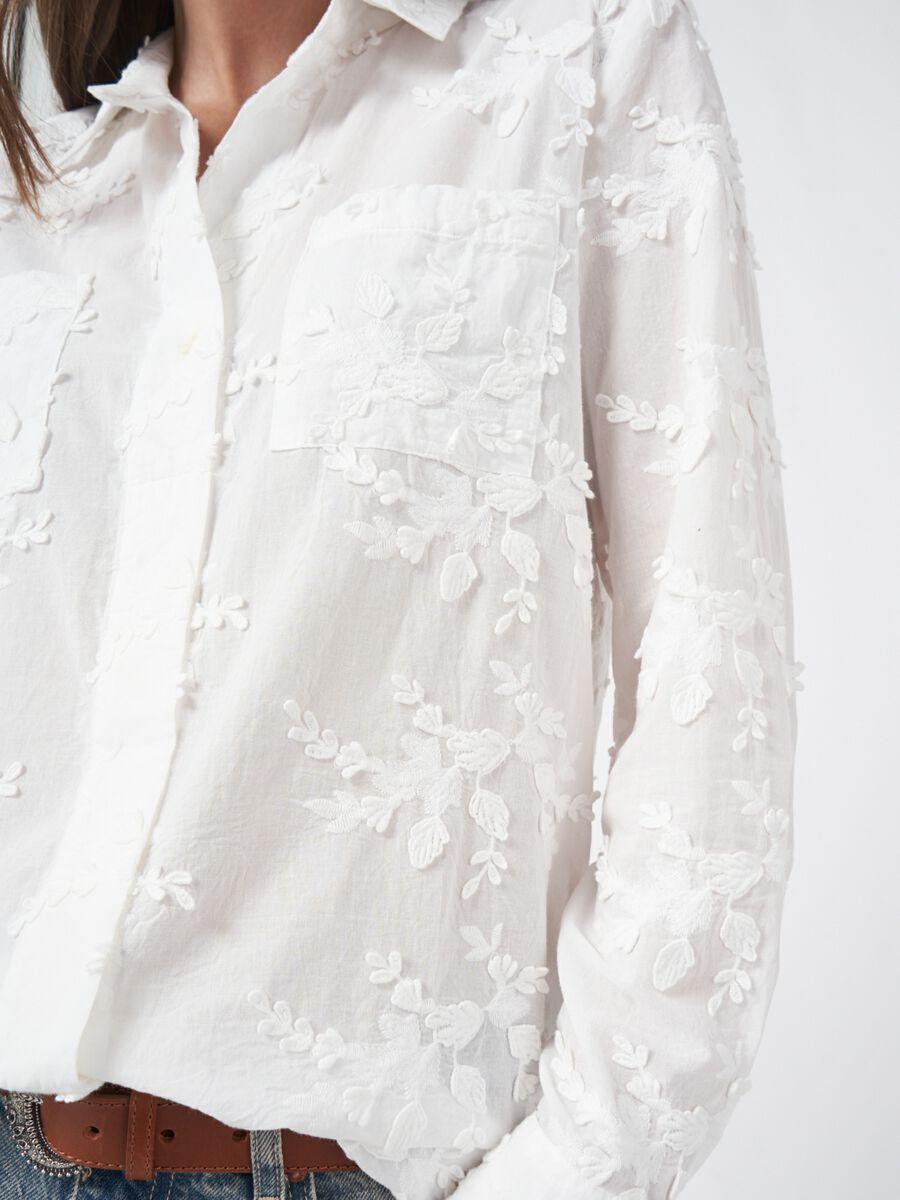 Repeat Cashmere Katoenen Overhemd Met Geborduurde Bloemen