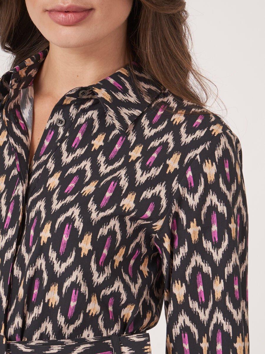 Repeat Cashmere Katoenen Overhemdjurk Met Ikat Print