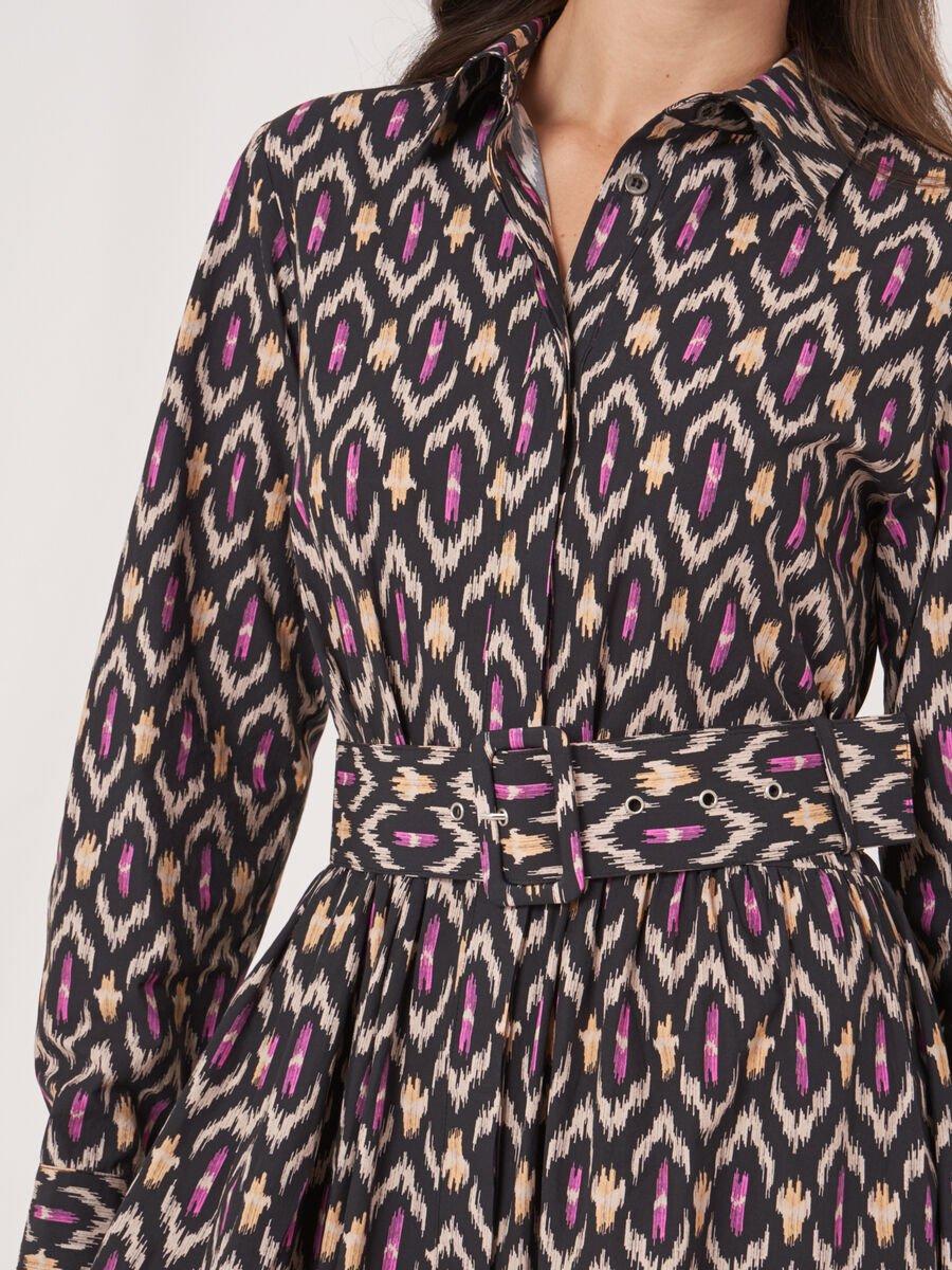 Repeat Cashmere Katoenen Overhemdjurk Met Ikat Print