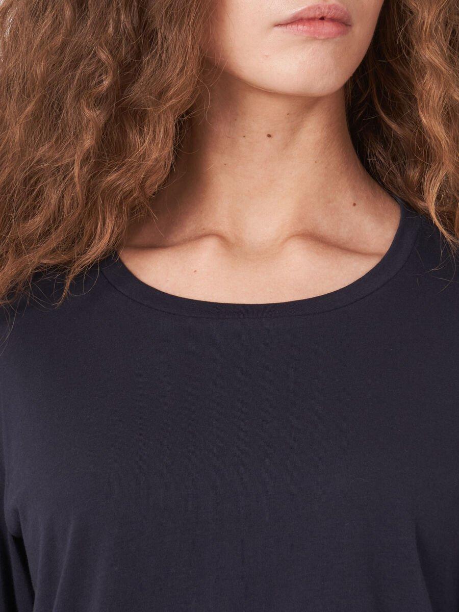 Repeat Cashmere Katoenen Stretch T-shirt Met 3/4-mouwen Met Ruche