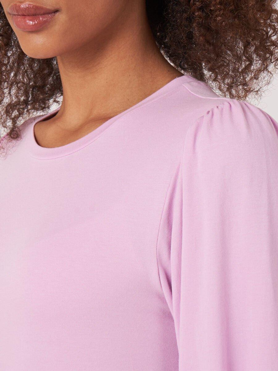 Repeat Cashmere Katoenen Stretch T-shirt Met 3/4-mouwen Met Ruche