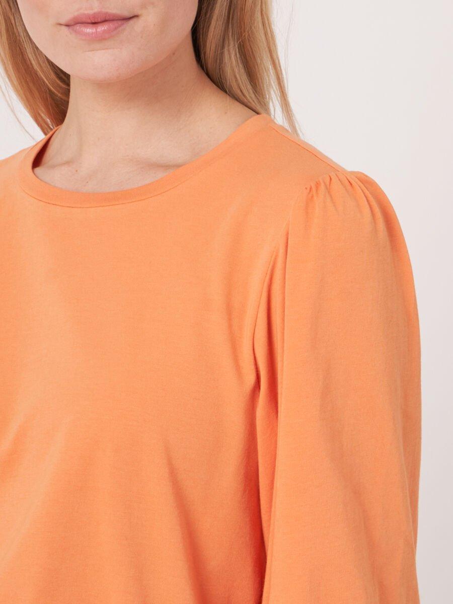 Repeat Cashmere Katoenen Stretch T-shirt Met 3/4-mouwen Met Ruche