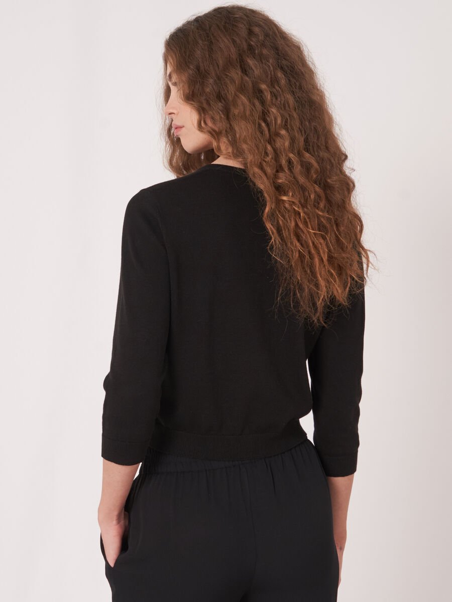 Repeat Cashmere Kort Vest Met Ronde Hals Van Biologisch Katoen