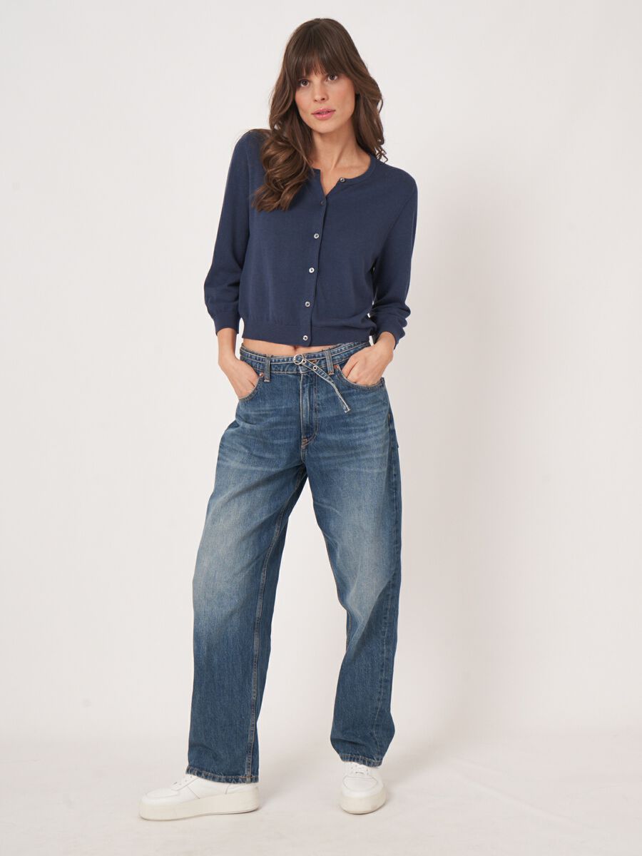 Repeat Cashmere Kort Vest Met Ronde Hals Van Katoenmix