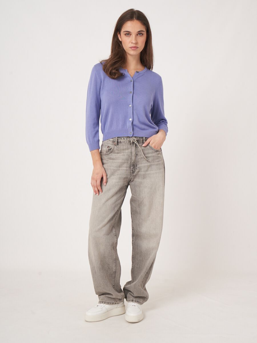 Repeat Cashmere Kort Vest Met Ronde Hals Van Katoenmix