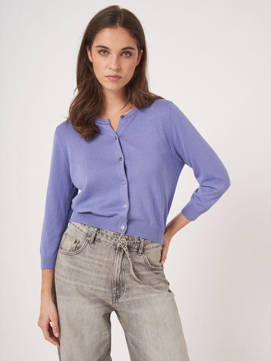 repeat cashmere Kort vest met ronde hals van katoenmix